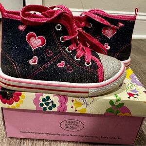 Laura Ashley Kids' Sparkly Heart Sneakers - Pink and Silver